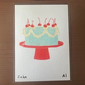 1 Cake with Cherries Mini Art Print from Inciardi Machines Collectable